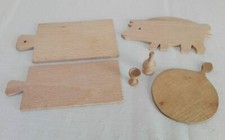 Vintage Puppenstube Konvolut Brettchen + Weinglas + Flasche aus Holz DDR