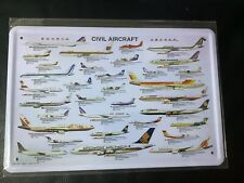 Blechschild  20x30 Übersicht Civil Aircrafft Zivile Flugzeuge, TINPoster Deko K1