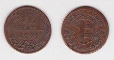 3 Pfennig Kupfer Münze Hansestadt Wismar F.L. 1799 ss (171886)