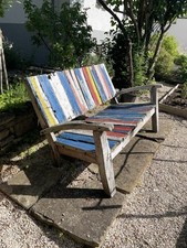 Gartenbank, Unikat aus Bali, Gefertigt aus Planken Und Rahmen altes Fischerboot