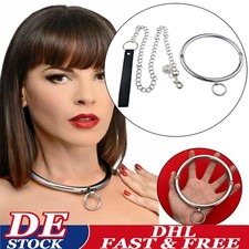 Frauen Halsband Metal Mit O-Ring Abschliessbar Halsreif BDSM Sklavin Bondage-DE