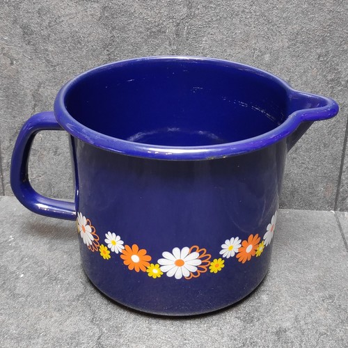 Emaille milchtopf blau blumen - emaille,