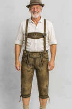 Herren Trachtenlederhose Inkl Hosen Träger Gr. 46-62 Kurz Oktoberfesthose Braun