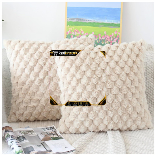 Kissenbezug flauschig beige - kissenbezug,