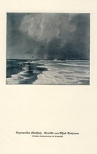 Regenwolken an der Nordsee Deutscher Kunstdruck 1925 von Bachmann Meer Meer Strand +