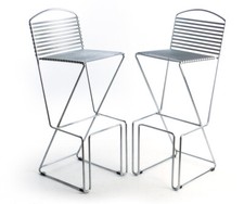 2 Bar-Hocker-Stuhl Paar Stahl verchromt 80er Spaghetti Italy Design