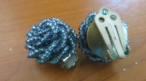 Vintage ohrclips silbergrau - ohrclips,