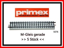 ֎ 5X PRIMEX - 5076 - M-GLEIS GERADE - MODELLEISENBAHN - H0 - GEBRAUCHT ֎