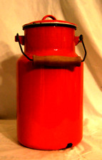Große rote Emaill Milchkanne, 4 Liter