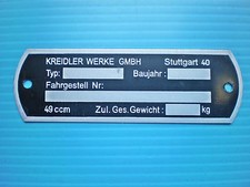 Kreidler Blanko Typenschild 80