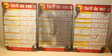 3x Original SHELL Schild Tarif De Vente, Preisliste 1960's Frankreich Oldtimer