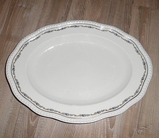 Große Rosenthal Fleischplatte 37cm mit Blütenmuster Schwarz/Gold - Perlenrand