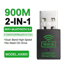 AX900 USB WiFi 6 Bluetooth 5.3 Adapter 2in1 Dongle Dual Band 2,4G & 5GHz WLAN DE