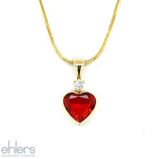 Anhänger Feueropal 750er Gelbgold 18kt Gold Brillant Herz Handarbeit Glück 1718