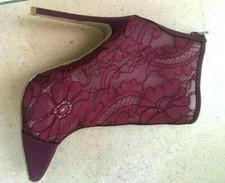 edle Spitzen Sommer Stiletto Stiefel bordeaux `JUSTFAB SARAiA ` 37,5 - RV - Mesh