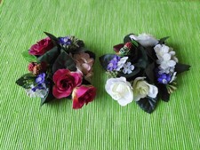 Deko 2 x Kerzenring Kranz für Stabkerzen Blumen Blätter Beeren 