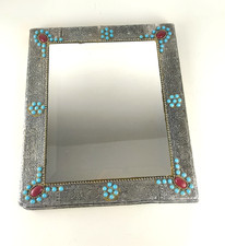 Orientalischer Spiegel Handarbeit mit Kunsttürkis und Karneol Persien