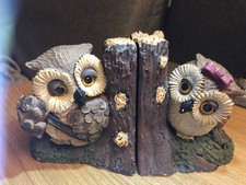Buchstützen Eulen 2x schöne, gepflegte Eulen bunt aus Keramik TOP