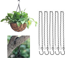 4 Blumenampel Ketten 50 cm schwarz mit Haken Metall