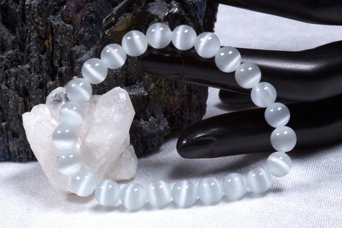 Glas armband katzenauge silber - armband,