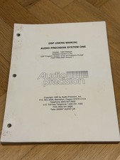 DSP users manual Bedienungsanleitung für Audio Precision system one 