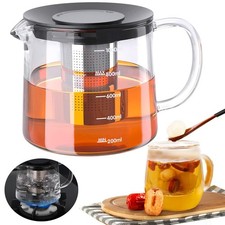 Glas Teekanne, Glasteekanne mit Teesieb Kräutertee Glaskanne 1L Glas Teebereiter