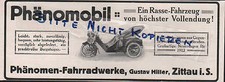 ZITTAU, Werbung 1911, Phänomen-Werke Gustav Hiller AG Fahrrad-Werke Phänomobil