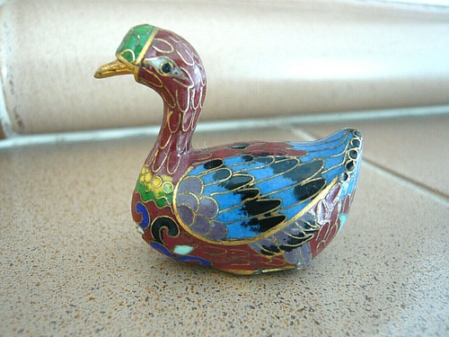 Cloisonne ente figur messing - cloisonne,