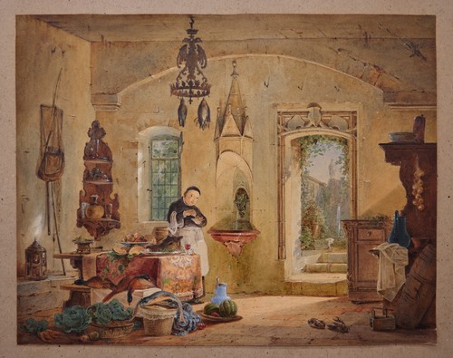 Aquarell 1881 mönch in - aquarell,
