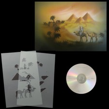 Schablonen Airbrush Step by Step Karawane mit Pyramide # 0157 & Anleitungs CD