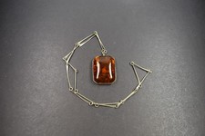 antiker Anhänger versilbert Bernstein und Kette aus den 1970 er Jahren