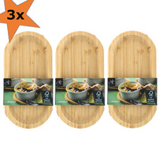3x Bambus Serviertablett Holz