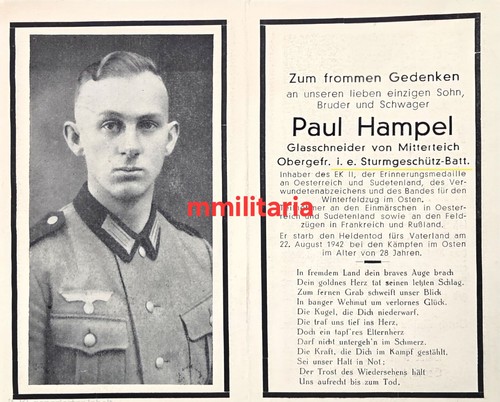 Sterbebild wwii obergefreiter - sterbebild,