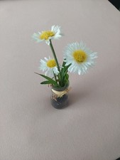 Deko Margerite mit 3 Blüten im Glas ca. 22cm hoch künstliche Blume Kunstblume