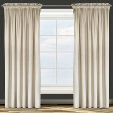 Samtvorhänge Beige SAMT VORHANG Velours Vorhänge Kräuselband Ecru Prachtvoll