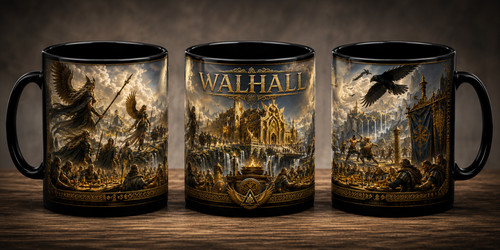 Walhall tasse schwarz - schwarz, wikinger