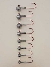 3er Jigkopf mit Bleiwulst und VMC 5150 Haken, Raubfisch-Jig, Rundkopf, Jighaken