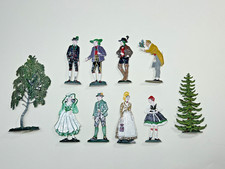 10 Österreichische Zinnfiguren von Scholtz in Trachten u. a. Flach Stand Figuren