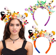 Halloween Fledermaus Haarreif Vampir Kostüm Accessoire mit Gesichtstattoos Party