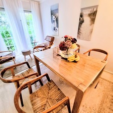 Armlehnen - Stühle mit Rattan Sitzfläche, 5 Stück, wie neu