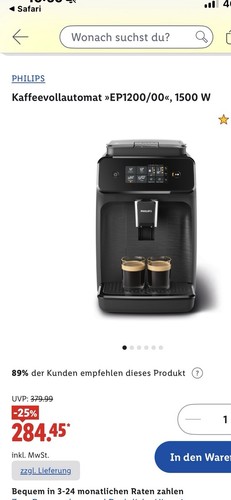 Kaffeevollautomat philips 1200 - kaffeevollautomat,
