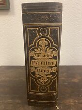 ANTIKES BUCH GROßE ILLUSTRIERTE BIBEL FAMILIENBIBEL GEPRÄGTER LEDEREINBAND 1860