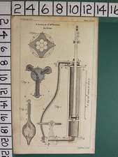 1754 Antiker Druck ~ Sektionaler Herr Smeatons Luftpumpe Apparat