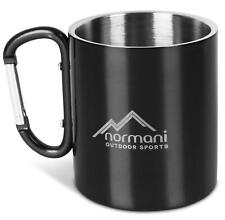 Edelstahltasse Doppelwandige Thermotasse 330 ml mit Karabinerhaken  - rostfrei