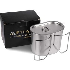 Militär Feldflasche Becher Edelstahl 800 ml mit Deckel und Klappgriff