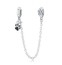 Charm 925 Silber Sicherheitskette Zirkon Pfoten Pfote - Anhänger für Armband