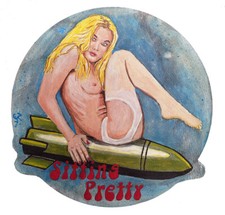 Handgemalter Noseart Patch im Pin Up Style aus Leder für A2 B3 Fliegerjacke  USA