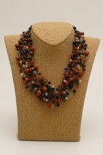 Collier  LANGANI Perlen Vintage necklace schwarze Perle Natur wie Koralle Glas