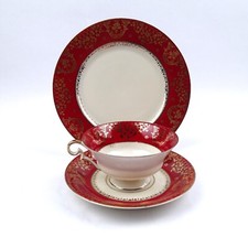 AlKa Kunst Kronach Sammeltasse Teegedeck Rot Gold Dekor 3teilig Tasse UT Teller