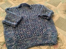 Pullover Größe 46 Handarbeit Und Neu blau Mohairanteil kurzer Arm
